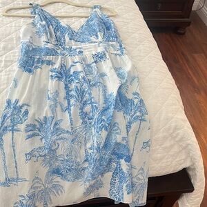 Tropical Blue and White V-Neck Dress. Purchased in Italy.